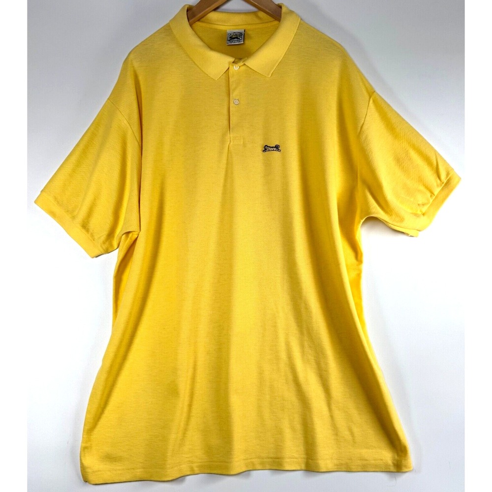 Vintage Le Tigre Polo Shirt Mens 3X Tall Yellow Made in USA 80s Preppy Menswear